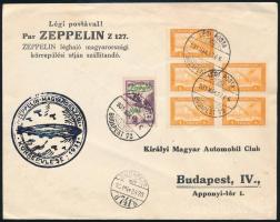 1931 Zeppelin magyarországi körrepülés légi levél Zeppelin 2P bélyeggel