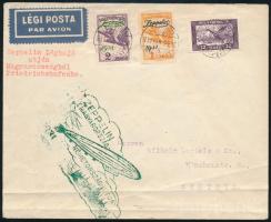 1931 Zeppelin Magyarország - németországi útja légi levél Zeppelin sorral és zöld alkalmi bélyegzéssel