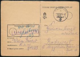 1944 július Tábori posta levelezőlap német tábori posta bélyegzéssel Weisz Sándor munkaszolgálatostól
