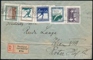 1925 Sport I. sor + 2000K futott ajánlott levélen Bécsbe