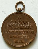 1938. "Felvidék felszabadítása - II. Rákóczi Ferenc" Br emlékérem T:2