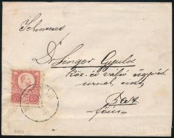 1873 Réznyomat 5kr levélen "KAPOSVÁR"