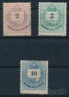 1881 2kr, 3kr és 10kr II. típus (10kr falcos / hinged)