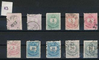 1874 10 db bélyeg 13-as fogazással (min. 18.000)