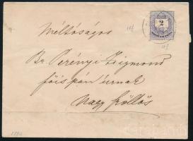 1880 2kr 11 1/2 fogazással levélen Nagyszőllősre (9.000)