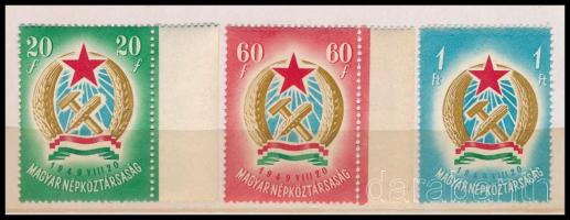 1949 Alkotmány sor makkos vízjellel eredeti Magyarország feliratú postai dísztokban, külföldi ajándékozási célra készült. Így egyben nagyon ritka! RR!