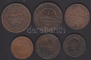 Cári Oroszország 1898. 1k, 1911. 1k T:3 ph. + 1895. 2k T:3, 1904. 2k  T:3 ph. + 1903. 3k + 1908. 3k T:3 ph.