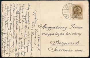 1940 Képeslap kétnyelvű "HUSZT" bélyegzéssel Botpaládra