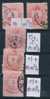 1874-1881 5 db 5kr, közte eltérő fogazások