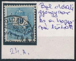 1881 10kr a bal oldali koszoru fölött kiterjedő vésésjavítás