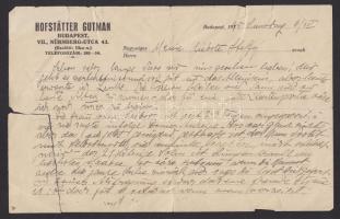 1945 Megrázó tartalmú levél egy feljelentés visszavonásával kapcsolatban német nyelven + fordítás