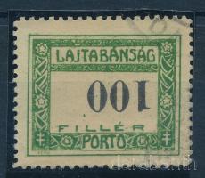 Nyugat-Magyarország VII. 1921 Portó 100f fordított értékjelzéssel / Postage due 100f with inverted numeral. Signed: Bodor