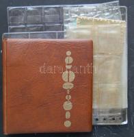 36db-os éremtartó, papírpénz tárolására alkalmas műanyag tasak és lap, mellé kis tasak érmével T:használt,IV