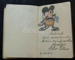 1930-as évek: emlékkönyv csontberakásos borítóval, számos jó rajzzal