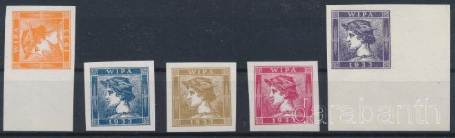 1851 Merkúr Hírlapbélyeg 5 klf színű utánnyomása az 1933 évi WIPA bélyegkiállításra