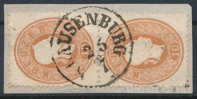 1861 10kr festékfoltos függőleges pár KLAUSENBURG