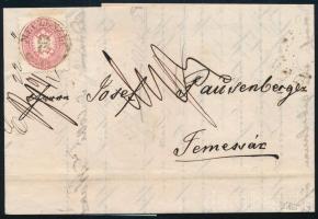 1866 5kr - fehér sas - levélen "MECZENZÉF" - Temesvár