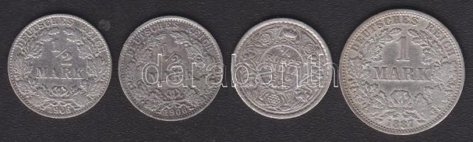 Német Államok/Német Birodalom 1887A 1M Ag + 1906D 1/2M Ag + 1906A 1/2M T:3,3+
