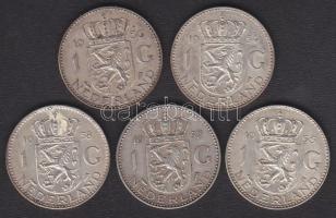 Hollandia 1954-58 1G Ag (5x) 5klf évszámmal T:2-,3+ ph