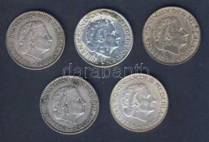 Hollandia 1955-64 1G Ag (5x) 5klf évszámmal T:2,2-,3+ ph.