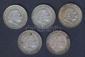 Hollandia 1955-65 1G Ag (5x) 5klf évszámmal T:2,3+,3