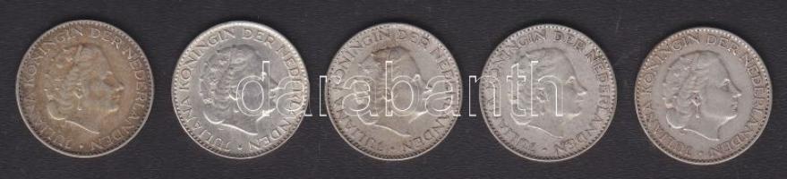 Hollandia 1955-66 1G Ag (5x) 5klf évszámmal T:2,3+,3