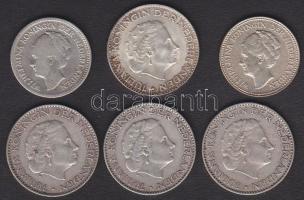 Hollandia 1955-1965. 1G Ag (4x) 3klf évszámmal + 1930. 1/2G (2x) Ag T:2,3