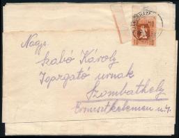 1947 Vakok írása Jánosházáról Szombathelyre Forint-fillér 10f egyes bérmentesítéssel