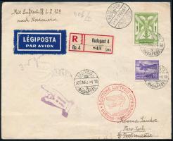 1936 Ajánlott légi levél Hindenburg első repüléssel New Yorkba / Airship Hindenburg first flight registered cover to New York