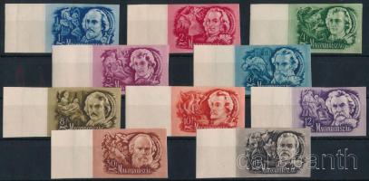 1948 Költők-írók ívszéli vágott sor / Mi 1023-1032 imperforate margin set