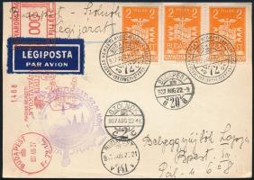 1937 Légi levelezőlap / Airmail postcard "BUDAPEST-SZOLNOK LÉGIPOSTA JÁRAT"