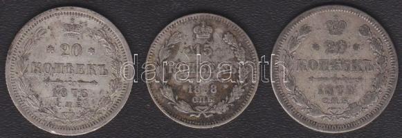 Cári Oroszország 1898. 15K Ag T:3 + 1870. 20K Ag T:3 + 1876. 20K Ag T:3+
