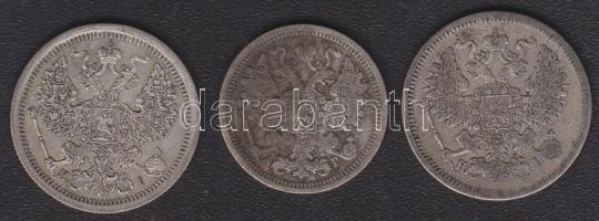 Cári Oroszország 1898. 15K Ag T:3 + 1870. 20K Ag T:3 + 1876. 20K Ag T:3+