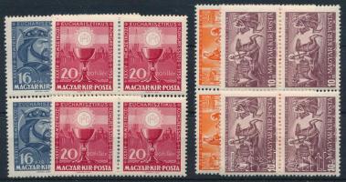 1938 Eucharisztikus pár 4-es tömbökben + Szent István pár 4-es tömbökben