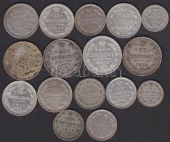 Cári Oroszország 1903-1916 5k Ag (2x), 10k Ag (5x), 15k Ag (5x), 20k Ag (4x) T:1/2,2+,2,3 összesen 16db! címletenként klf évszámokkal!