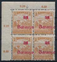 Baranya I. 1919 Arató 2f ívsarki négyestömb Bodor vizsgálójellel