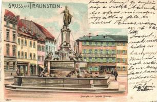 Traunstein city square litho (cut)