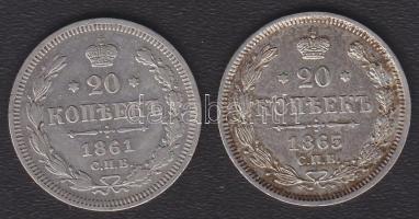 Cári Oroszország 1861. 20k Ag T:3+/3 + 1865. 20k Ag T:1/2