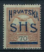 SHS 1918 Turul 70f kiadatlan bélyeg, Bodor vizsgálójellel
