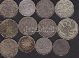 Cári Oroszország 1876-1914 10k Ag (4x), 15k Ag (7x), 20k Ag (1x) T:1/2,2,3 összesen 12db!