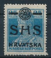 SHS 1918 Károly 25f piros helyett fekete felülnyomattal, Bodor vizsgálójellel