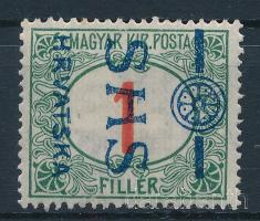 SHS 1918 Portó 1f kiadatlan bélyeg 90 fokkal elfordult felülnyomattal, Bodor vizsgálójellel