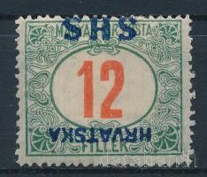 SHS 1918 Portó 12f fordított felülnyomattal, Bodor vizsgálójellel