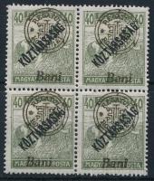 Nagyvárad 1919 Arató/Köztársaság 40f négyestömb alulra csúszott "Bani" felirattal, Bodor vizsgálójellel