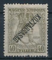 1918 Zita/Köztársaság 40f fordított felülnyomattal, Bodor vizsgálójellel