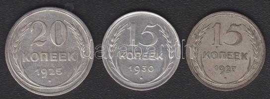 Szovjetunió 1927. 15k Ag + 1930. 15k Ag + 1925. 20K Ag T:2/3,3