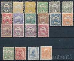 1908-1909 20 db Turul bélyeg (foghibák, rozsfoltok / perf. faults, stain spots)