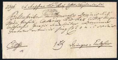 1838 Hivatalos levél "Peter=vardein"