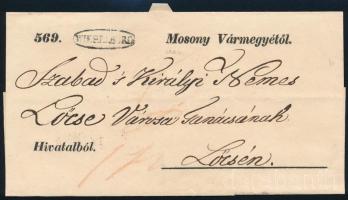 1855 Hivatalos levél WIESELBURG - Lőcse