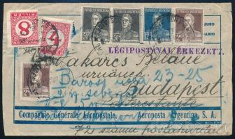 1931 Argentín légi levél 5 bélyeges bérmentesítéssel, portózva